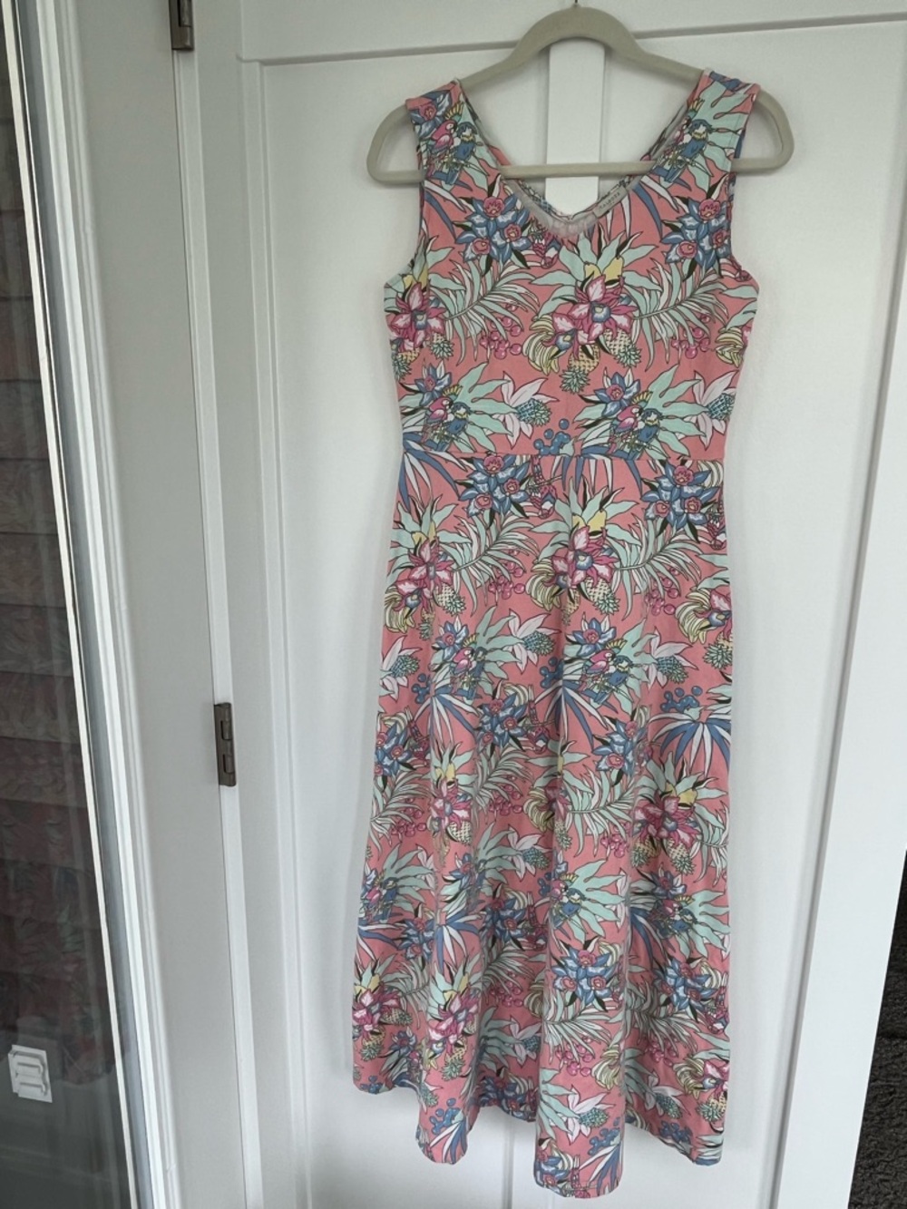 Talbots Tropical Knit V-Neck Sleeveless Maxi Dress SZ Small